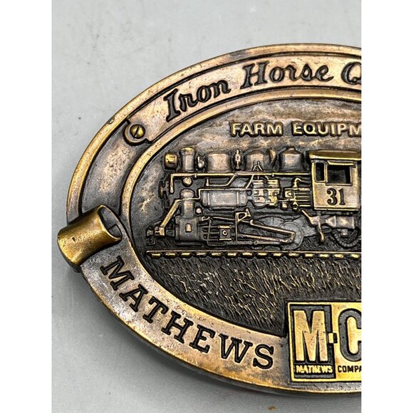 Vtg Belt Buckle Mathews Co. Iron Horse Steam Train 31 Quality Limited Edition - Picture 15 of 16